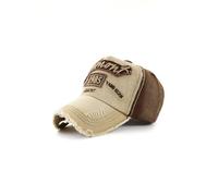 QI YUAN Vintage Distressed Baseball Cap for Men Cotton Snapback Trucker Hat Adjustable (UK, Numeric, 7, 7 1/2, Beige)