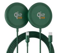 Qi2.2 25W Magnetic Wireless Charger: Fast Qi2 Charging Pad for iPhone 17 16 15 14 13 12 Pro Max, Samsung Galaxy S26 S25, Google Pixel 10, Slim Portable for Desk Bedside - Dark Green 2 Pack