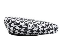 Qiabao Women's Luxury Houndstooth Pattern Beret Beanie Hat, Black/White, One Size