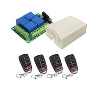 QIACHIP DC 12V 4 Channels Wireless Relay Remote Control Switch 433 Mhz RF 10A Receiver Module with 4 Transmitters Remote Controller for Lights,Garage Door,Motor,DIY