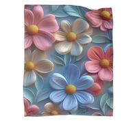 QIACVYDKZ Flannel Sherpa Floral Throw - 3D Wildflowers Design Bed Blanket Soft Warm Microfiber Sport Bedding for Bed Couch 60x80inch(150x200cm)