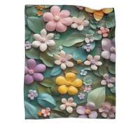 QIACVYDKZ Flannel Sherpa Floral Throw - Wildflowers Pattern Fleece Throw Blanket Soft Fuzzy Blanket Soft, Plush, Fluffy, Warm, Cozy - Super Soft Warm Plush 50x60inch(127x152cm)