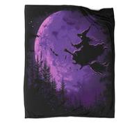 QIACVYDKZ Flannel Sherpa Halloween Theme Throw - 3D Witch Design Bed Blanket for Kids Boys Adults Printed Plush Cartoon Blanket for Bed Couch 50x60inch(127x152cm)