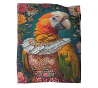 QIACVYDKZ Flannel Sherpa Parrot Throw - Tropical Plant Birds 3D Pattern Printed Sherpa Fleece Throw Blanket Soft Warm Microfiber Sport Bedding for Bed Couch 40x50inch(100x130cm)