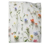 QIACVYDKZ Floral Plush Blanket 3D Floral Print Sherpa Blanket Wildflowers 3D Pattern Printed Sherpa Fleece Throw Blanket Soft Warm Microfiber Sport Bedding for Bed Couch 70x80inch(180x200cm)