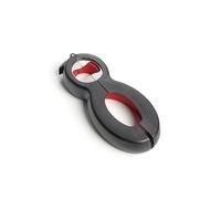 QIALAI 6-in-1 Can Opener, Multi-Function Tin Opener & Bottle Opener Tool with Ergonomic Non-Slip Handle, Kitchen Gadget for Cans, Bottles & Jar Lids, Black/Red