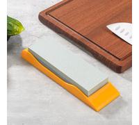 QIALAI Dual Grit Knife Sharpening Stone, 240/320 Grit Whetstone with Non-Slip Base, Compact Corundum Sharpener for Kitchen & Hunting Knives (Orange)