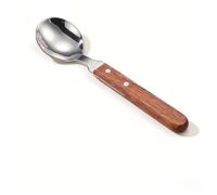 QIALAI Wooden Handle Spoon 1 PC, Rosewood & 304 Stainless Steel Spoon, Ins Style Dining Spoon for Home & Restaurant, Mirror Polish & Natural Grain (18.3cm)