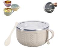 Qiamia 2026 New Set of 4 25-Oz Mug Meals with Lids, Mug Meals W Lid and Spoon, Microwaveable Stainless Steel Inner Liner & Christmas Bag and Card (White,1PCS)