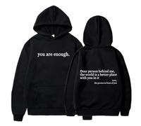 Qiamia You Are Enough Hoodie Sweatshirt, dear person behind me hoodie, Unisex Solid Hoodie with Pockets (Black,4XL)