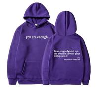 Qiamia You Are Enough Hoodie Sweatshirt, dear person behind me hoodie, Unisex Solid Hoodie with Pockets (Purple 01,XL)