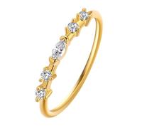 QIAMNI 14K Gold - Plated Oval Color Zircon & White Zircon Ring - Minimalist Elegance (White)