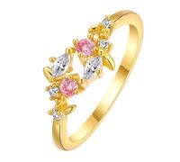QIAMNI Exclusive Delicate Leaf - shaped Ring for Women, Brilliant Marquise Stone - decorated Finger Ring for Women