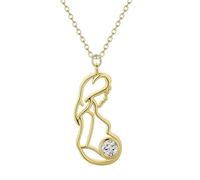 QIAMNI Fashionable Maternal Love Necklace: Set with Zirconium Stones, Pregnancy & Newborn Commemorative Jewelry, Gift for New Moms