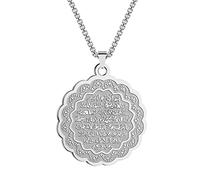 QIAMNI Gold Silver Ayat Al Kursi Necklace for Women Men Stainless Steel Islamic Arabic Pendant Chain Necklace Charm Jewelry (Silver)