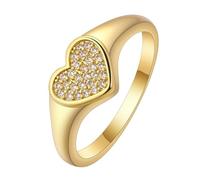 QIAMNI Precious Heart-shaped Ring: Set with zirconia, suitable for various styles, a gift for women
