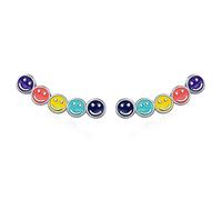 QIAMNI Rainbow Smiley Face Hoop Earrings Colorful Happy Smile Face Ear Cuff Stud Earring Enamel Jewelry for Women Girls