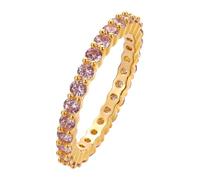QIAMNI Stackable Eternity Ring with Multi - Gem Zircon - Symbol of Endless Love for women for gifts (Pink)