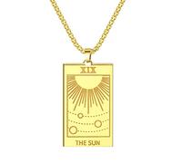 QIAMNI Stainless Steel Tarot Cards Necklace Gold Sun Pendant Astrology Divination Magic Amulet Necklace Women Men Jewelry