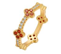 QIAMNI Women's Elegant Retro - style Zircon Four - Leaf Clover Full - circle Ring, Delicate Stackable Jewelry for Women