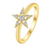 QIAMNI Zircon Five - Pointed Star 6 - Stone Ring, Copper Zircon Inlaid Gold - Plated, Women's Exclusive Engagement & Proposal Jewelry