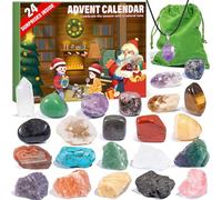 QianCannaor Crystal Advent Calendar 2024 with 24 Days Christmas Countdown, Natural Rock Stones & Minerals for Exploring, Learning, Collection, Scientific Xmas Gift
