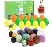QianCannaor Easter Basket Stuffers for Kids with 15Pcs Gemstones Prefilled Easter Eggs, Natural Mineral & Rock for Learning, Collection, Scientific Easter Gifts for Girls & Boys Party Favour (13)
