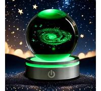 QIANCHANG 3D Galaxy Crystal Ball with LED Stand, 80mm Glass Sphere Decorative Balls, Milky Way Galaxy Space Globe Gifts for Women Men Mom Kids