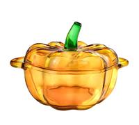QIANCHANG Amber Glass Pumpkin Jar With Lid, Candy Cookie Biscuit Storage Containers, Decorative Jars for Halloween Thanksgiving & Fall Harvest