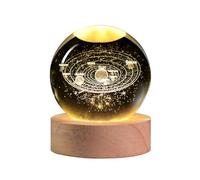QIANCHANG Solar System 3D Crystal Ball with LED Stand, 60mm Galaxy Model Decor Glass Sphere Lamp Night Light, Space Universe Astronomy Gifts for Women Men Mom Kids