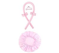 QIANCHAOJI Hair Rollers 2Pcs Satin Heatless Hair Curler & Sleeping Cap Set, Soft Silk Headwrap, Gentle Wave Styling Tools For Long & Natural Curly Care(Pink set)