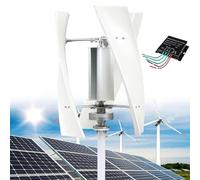 QianCruxtacy Vertical Helix Wind Turbine Generator Kit, Three Curved Nylon Fiber Blades, 360° Automatic Wind Direction Adaptation, for Home Yard, Rooftop & Outdoor Lighting Projects White-100W