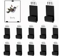 QianDanS 12 PCS Self-Adhesive Vinyl Wall Mounts, Small Acrylic Display Shelves, Drill-Free Storage Hanger, Music Album Cover Holders for Album, CD, Card & Magazine/Home & Office Decoration (Black)