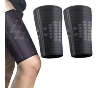 QianDanS 2 Pcs Thigh Compression Sleeves for Men & Women (M), High elasticity Breathable Hamstring Support helpful for Muscle Injury Pain Relief, Upper Leg Sleeves for Workouts & Sports (Black, M)