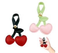 Qiandduo 2 PCS Cherry Bag Charm Pink Red Cherry Keychain PU Leather Cherry Purse Charm Accessories for Purse Handbags Bag