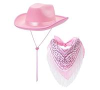 Qianderer Adult Glimmer Cowgirl Hat, Western Fancy Dress Accessory, Ladies Cowboy Hat, One Size Fits Most, Pink