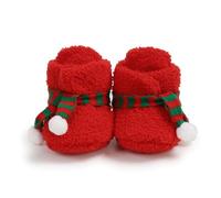 Qianderer Baby halloween booties Pumpkin Slippers Cozy Fleece Slippers Soft Newborn Crib Shoes First Walkers Prewalker (Ya Red, 6-12 Months)