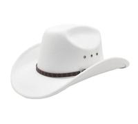 Qianderer Cowboy Hat for Men Women Lightweight Handcrafted Shapeable Wide Brim Durable Western Cowgirl Outback Hat (White, ONE Size)