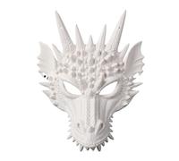 Qianderer Dragon Mask unisex-adult Medieval Fantasy Dragon Half Mask Dragon Costume Cosplay Mask Scary Animal Half Horrible Masquerade Mask for World Book Day & Halloween (White, 28.5cm*21cm)