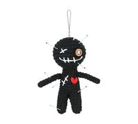 Qianderer Funny Crochet Stress Relief Inspirational Gift Black Knitted Emotional Voodoo Toy with Pins Witchcraft Ornaments Halloween Decor for Office Home Party Favors (Black, 12cmx6cm)