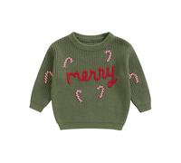 Qianderer Infant Baby Boy Girl Halloween Christmas Sweater Oversized Knit Sweater Long Sleeve Pullover Shirts Warm Fall Winter Tops Clothes (Cb Merry Green 1, 3-4 Years)