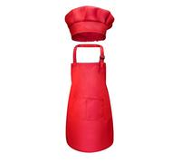 Qianderer Kids Chef Hat Apron Sleeves Set Adjustable Apron Kids Chef Outfit for 3-13 Years Old Kids Painting Cooking Baking Gardening at Home Kitchen School Outdoors (Red, 3-6 Years)