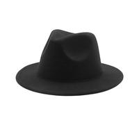 Qianderer Kids Classic Wide Brim Fedora Hat Children Boys Girls Felt Panama Cap Wool Felt Jazz Hats Party Holiday Stage Hat -54cm (Black, ONE Size)