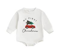 Qianderer My First Christmas Baby Girl Boy Outfit Sweatshirt Bubble Romper Sweater Onesie Long Sleeve Bodysuit Fall Clothes