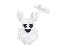 Qianderer My First Halloween Baby Girl Boy Outfit Newborn Pumpkin Bubble Romper Infant Jumpsuit Overalls Cute Girls Pumpkin Clothes (Ba White, 0-3 Months)