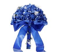 Qianderer Wedding Bride Bouquet Holding flowers Roses Holding flowers Bridal Bridesmaid Wedding Bouquet Artificial Silk Flowers for Wedding Ceremonies (Blue, One Size)