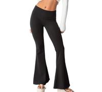 Qianderer Women Flared Leggings Bell Bottom Pants High Waisted Stretch Slimming Solid Color Workout Gym Yoga Pants (Black, L)
