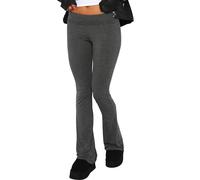 Qianderer Women Flared Leggings Bell Bottom Pants High Waisted Stretch Slimming Solid Color Workout Gym Yoga Pants (Dark Grey, S)