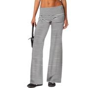 Qianderer Women Flared Leggings Bell Bottom Pants High Waisted Stretch Slimming Solid Color Workout Gym Yoga Pants (Sa Striped, L)