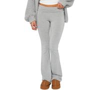 Qianderer Women Flared Leggings Bell Bottom Pants High Waisted Stretch Slimming Solid Color Workout Gym Yoga Pants (Gray, L)